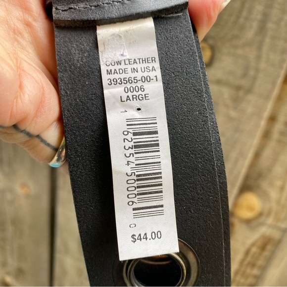 90s style Black leather belt with big black metal circles, size Large, 1969 Gap - Picture 5 of 8